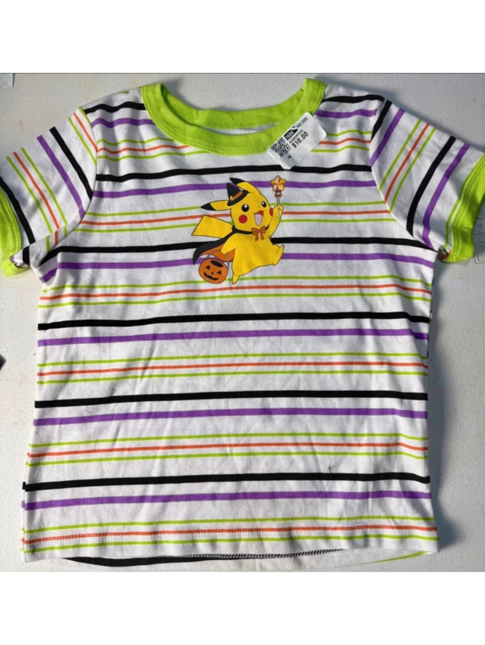 New Pokemon Pikachu Halloween Shirt Girls Medium (size 8)  Stripes